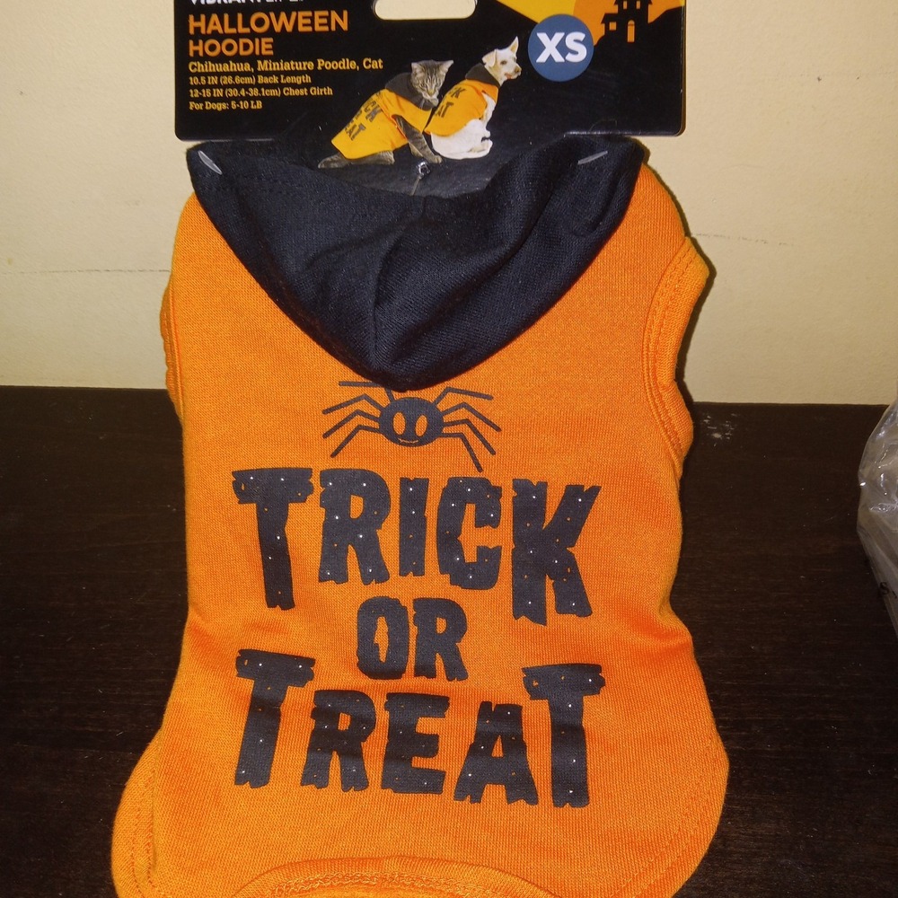 NWT TRICK OR TREAT Dog Halloween‎ Hoodie Shirt Costume SZ XS